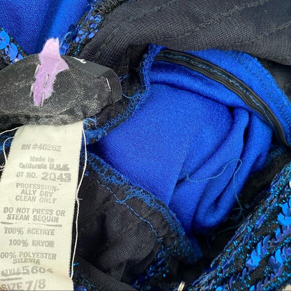 Climax By David Howard Vintage Disco Blue Sequin Dress size small 7/8 - Picture 6 of 8